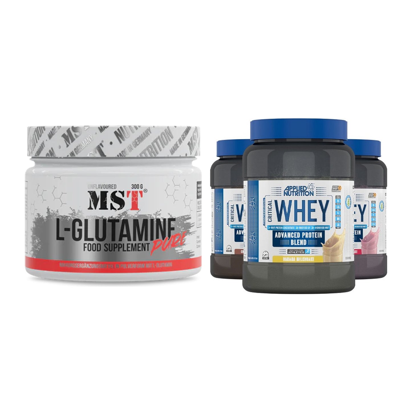 Regenerations-Duo: MST Glutamine + Applied Nutrition Critical Whey – alle enthaltenen Artikel