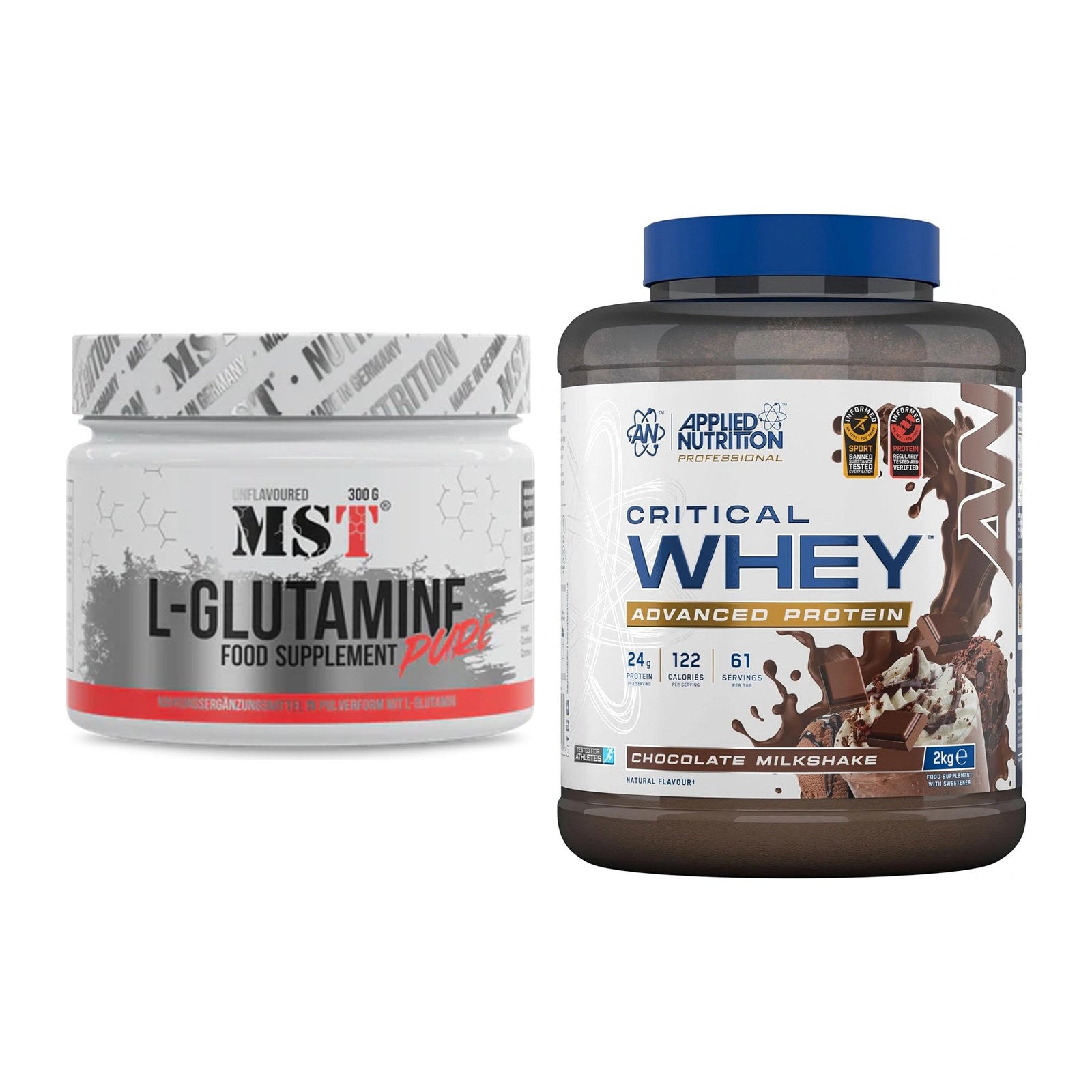 Regenerations-Duo: MST Glutamine + Applied Nutrition Critical Whey – alle enthaltenen Artikel