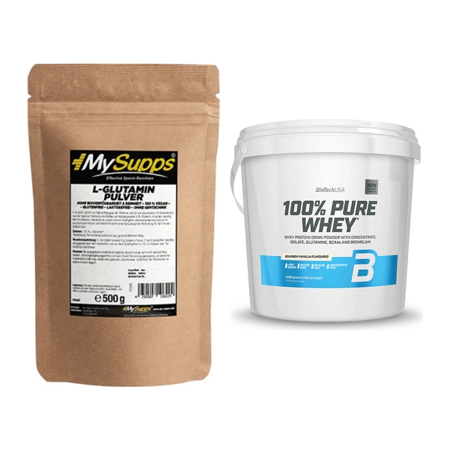 Regenerations-Duo: MySupps Glutamine + BioTech 100% Pure Whey – alle enthaltenen Artikel