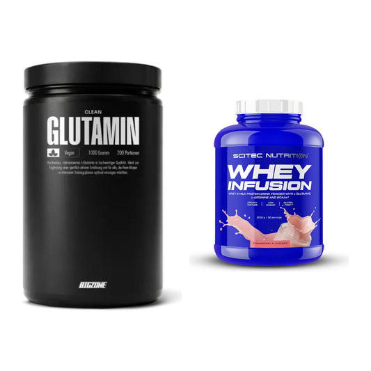 Regenerations-Duo: Big Zone Glutamin + Scitec Whey Infusion – alle enthaltenen Artikel