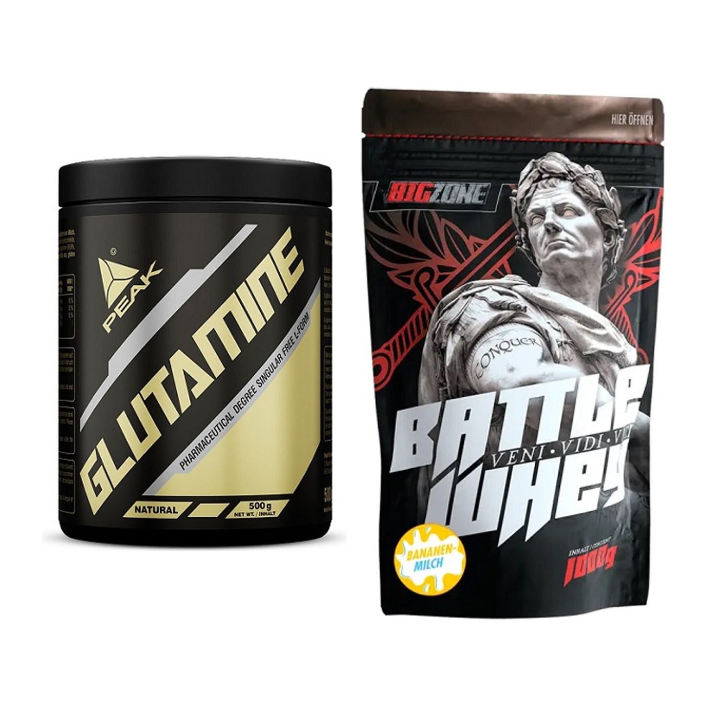 Regenerations-Duo: Peak Glutamin + Big Zone Battle Whey – alle enthaltenen Artikel