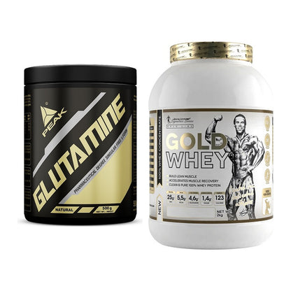 Regenerations-Duo: Peak Glutamin + Kevin Levrone Gold Whey – alle enthaltenen Artikel