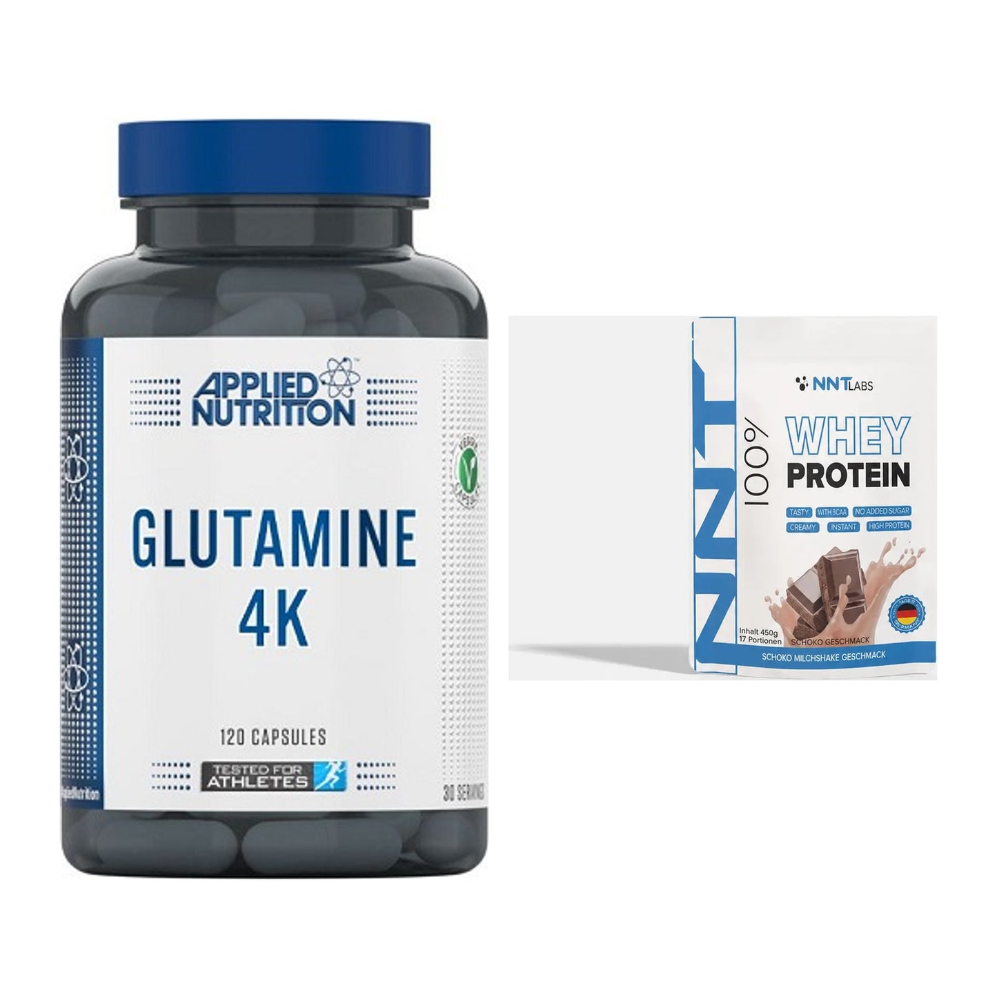 Regenerations-Duo: Applied Nutrition Glutamine 4K + NNT Whey – alle enthaltenen Artikel