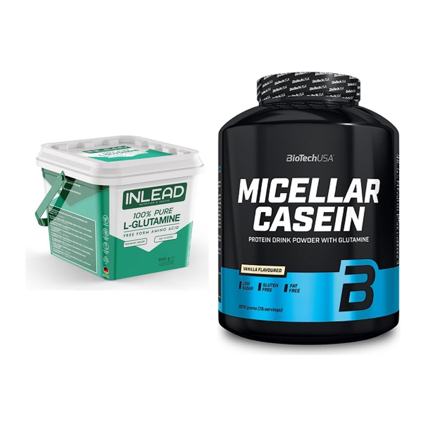 Regenerations-Duo: INLEAD L-Glutamine + BioTech Micellar Casein – alle enthaltenen Artikel