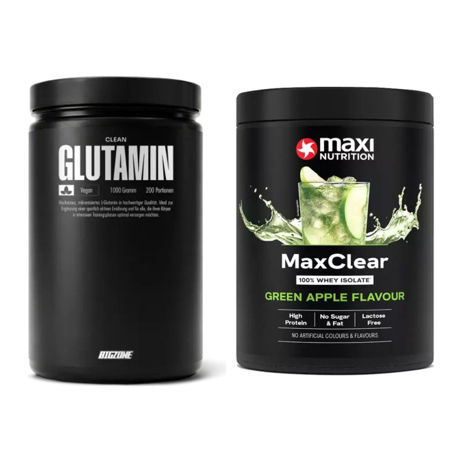 Regenerations-Duo: Big Zone Glutamin + MaxiNutrition MaxClear – alle enthaltenen Artikel