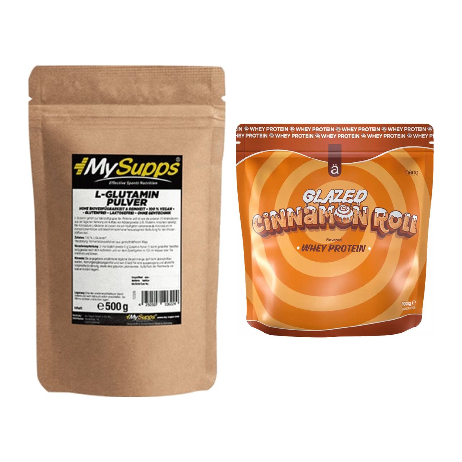 Regenerations-Duo: MySupps Glutamine + Nanosupps Whey Protein – alle enthaltenen Artikel
