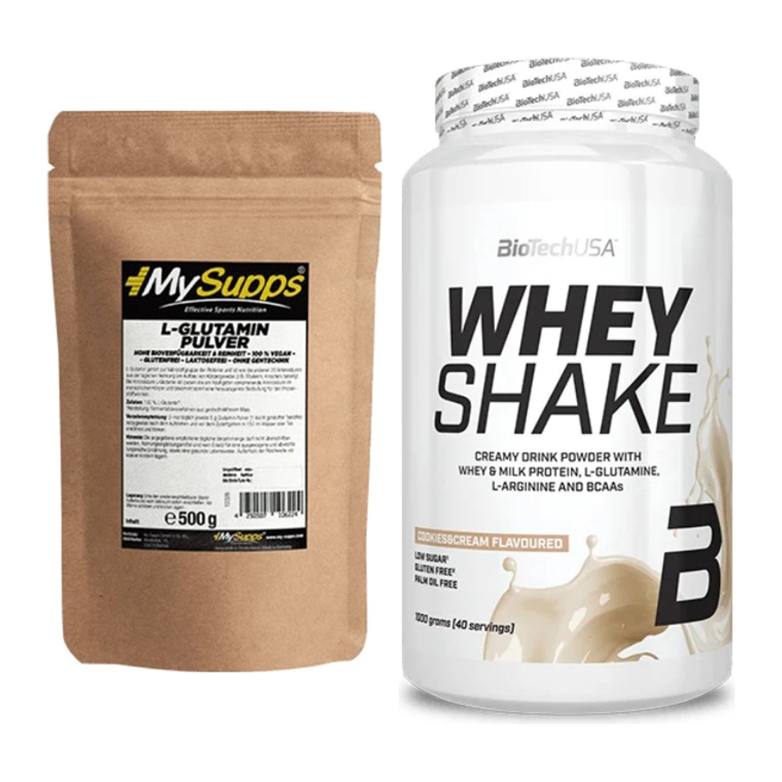 Regenerations-Duo: MySupps Glutamine + BioTech Whey Shake – alle enthaltenen Artikel