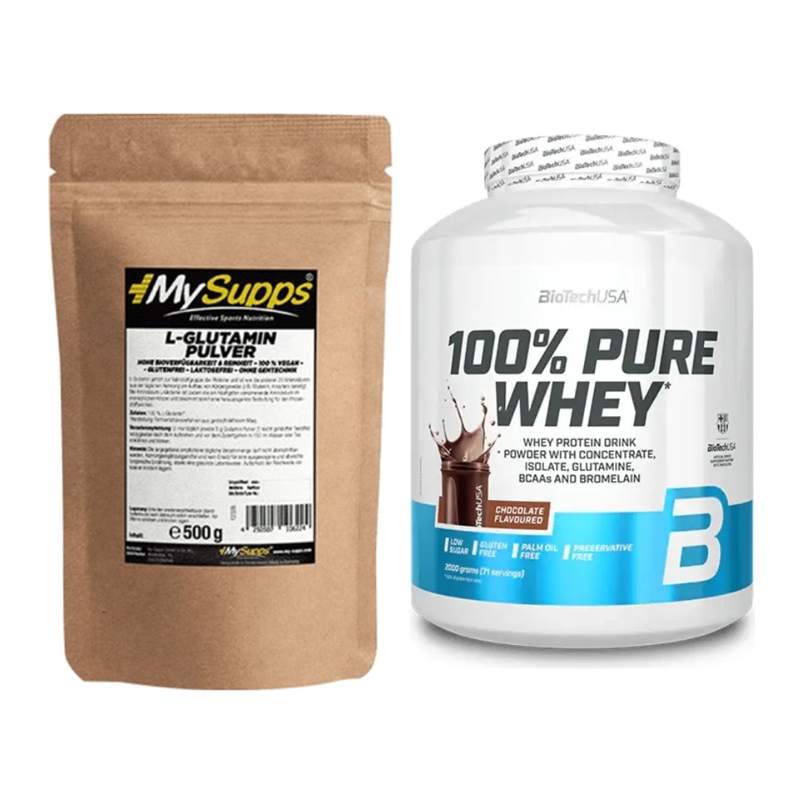 Regenerations-Duo: MySupps Glutamine + BioTech 100% Pure Whey – alle enthaltenen Artikel