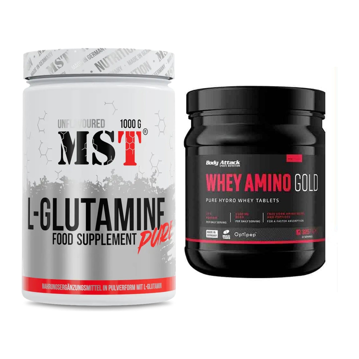 Regenerations-Duo: MST Glutamine + Body Attack Whey Amino Gold – alle enthaltenen Artikel