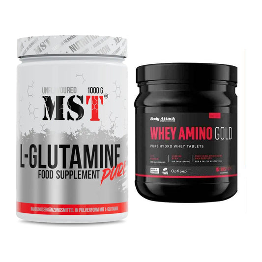 Regenerations-Duo: MST Glutamine + Body Attack Whey Amino Gold – alle enthaltenen Artikel