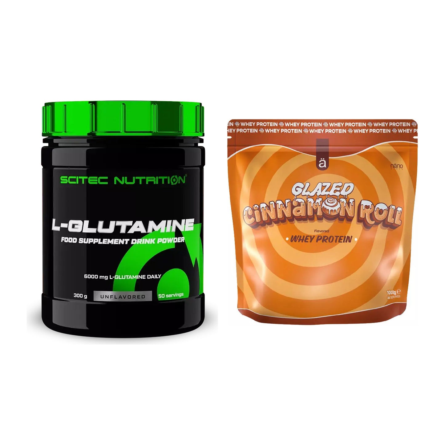 Regenerations-Duo: Scitec L-Glutamin + Nanosupps Whey Protein – alle enthaltenen Artikel