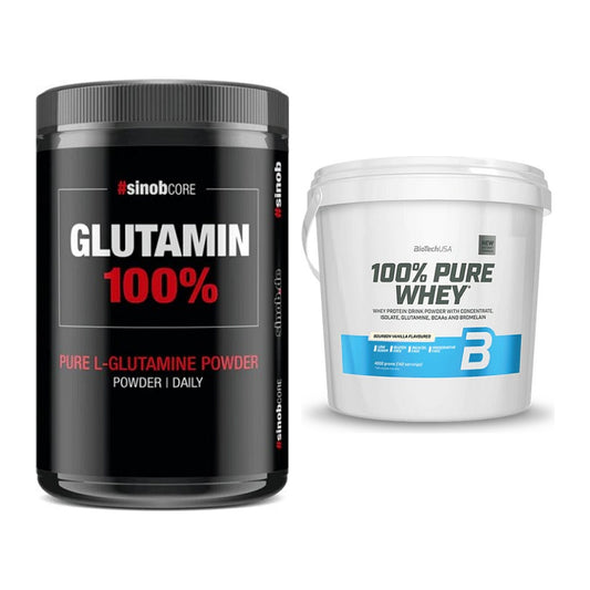 Regenerations-Duo: Sinob Core L-Glutamin + BioTech 100% Pure Whey – alle enthaltenen Artikel