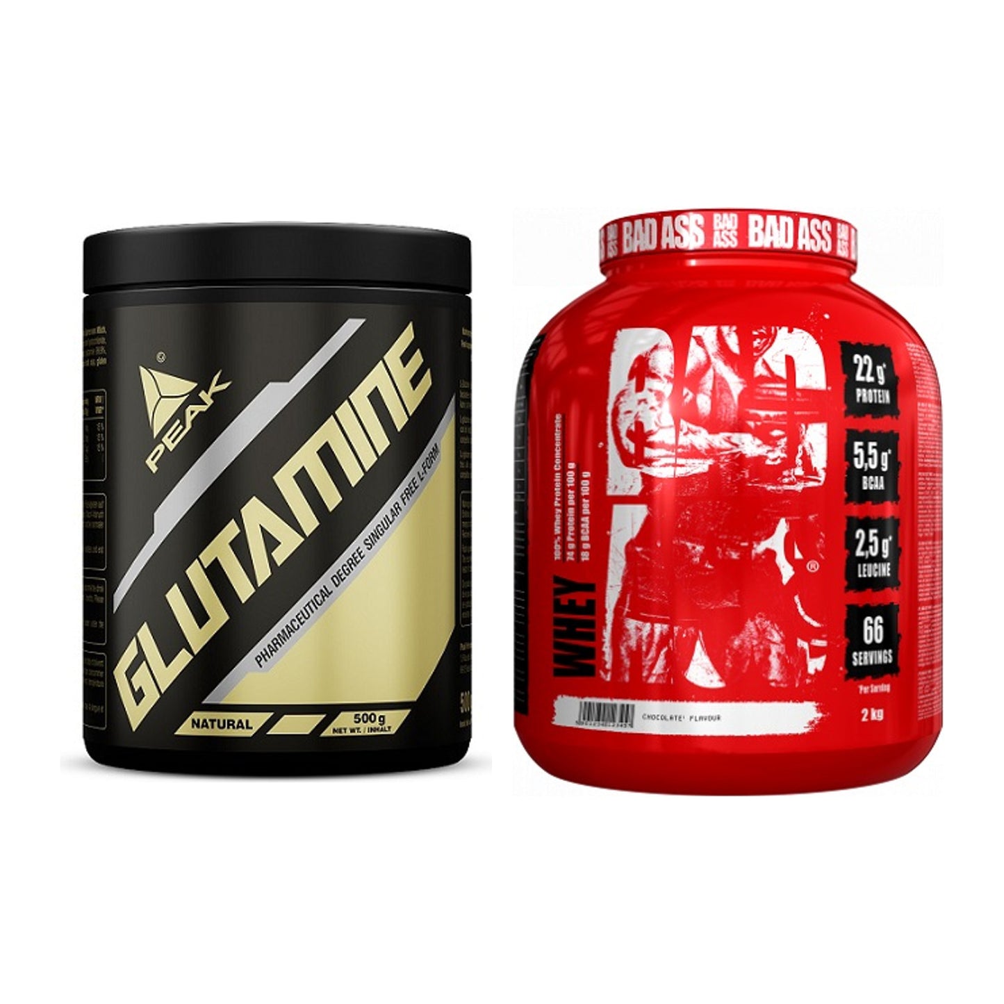 Regenerations-Duo: Peak Glutamin + BAD ASS Whey – alle enthaltenen Artikel