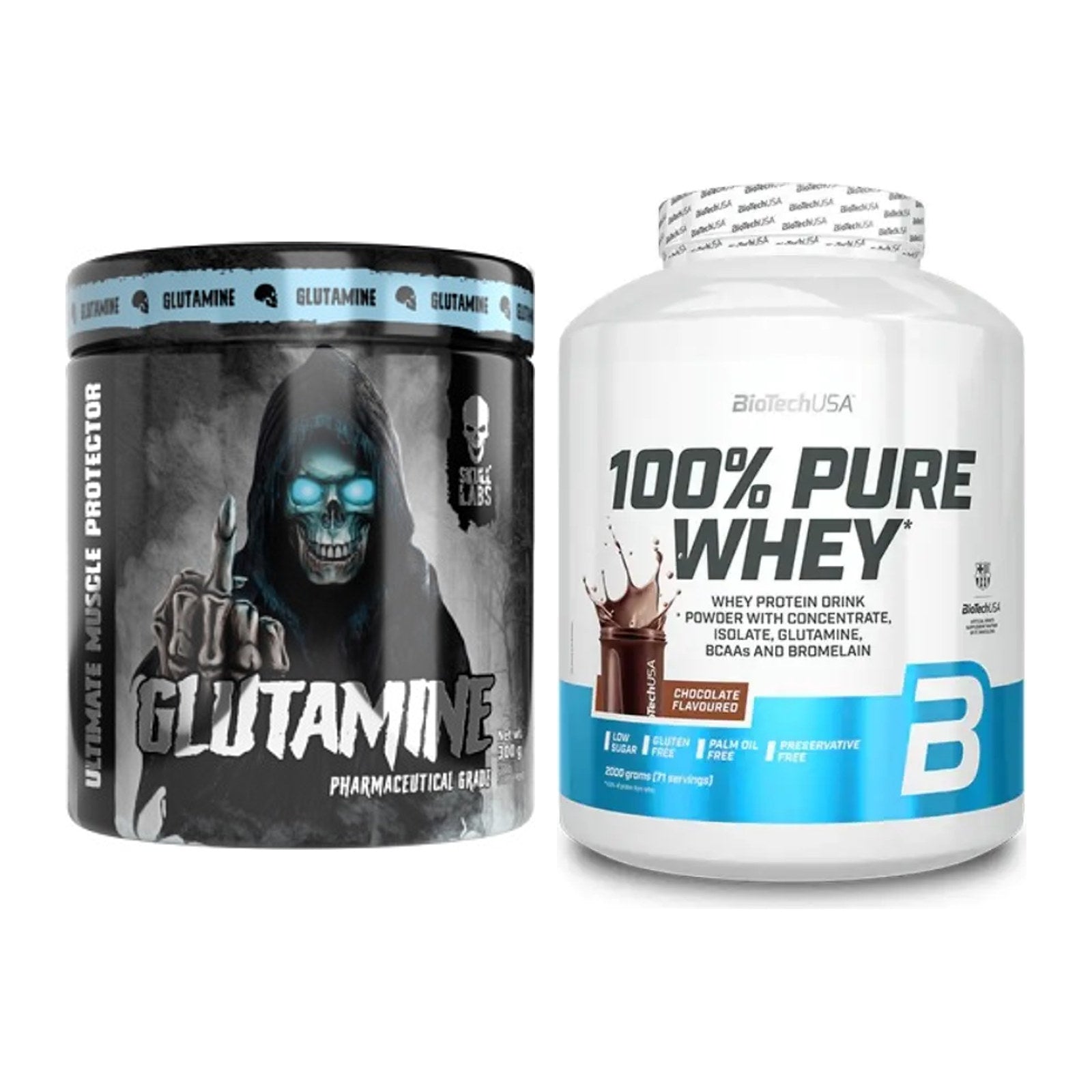 Regenerations-Duo: Skull Labs Glutamine + BioTech 100% Pure Whey – alle enthaltenen Artikel