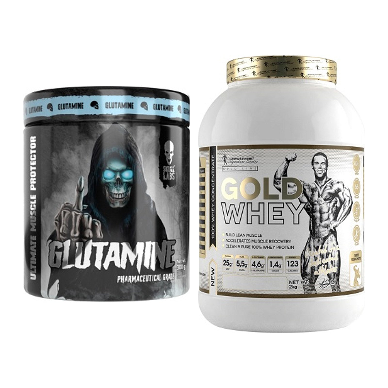 Regenerations-Duo: Skull Labs Glutamine + Kevin Levrone Gold Whey – alle enthaltenen Artikel