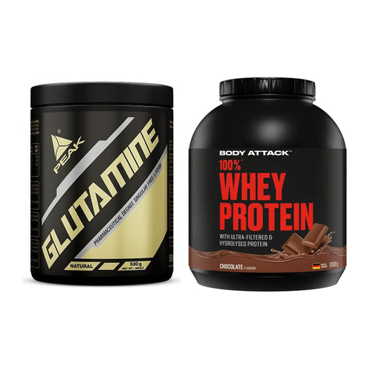 Regenerations-Duo: Peak Glutamin + Body Attack 100% Whey Protein – alle enthaltenen Artikel