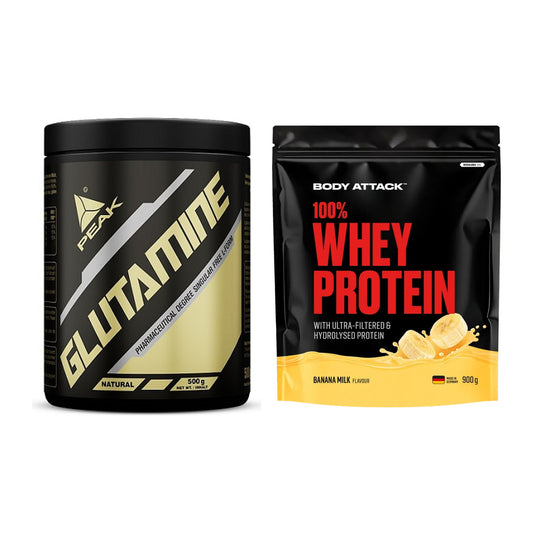 Regenerations-Duo: Peak Glutamin + Body Attack 100% Whey Protein – alle enthaltenen Artikel