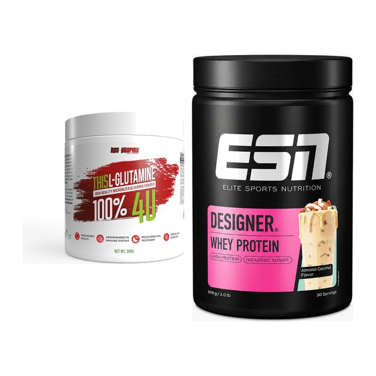 Regenerations-Duo: BPS-Pharma This Glutamin + ESN Designer Whey – alle enthaltenen Artikel