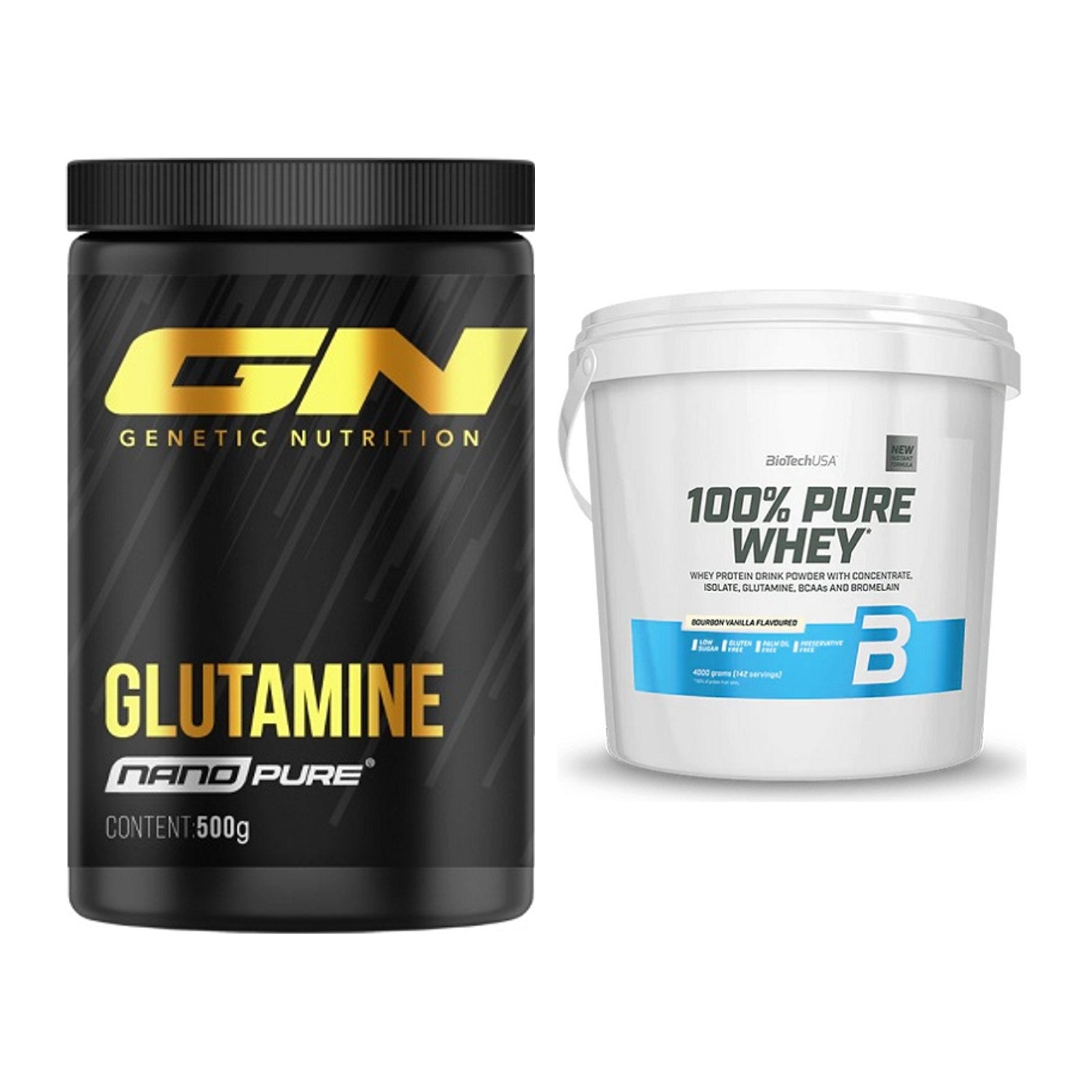 Regenerations-Duo: GN Nano Pure Glutamine + BioTech 100% Pure Whey – alle enthaltenen Artikel