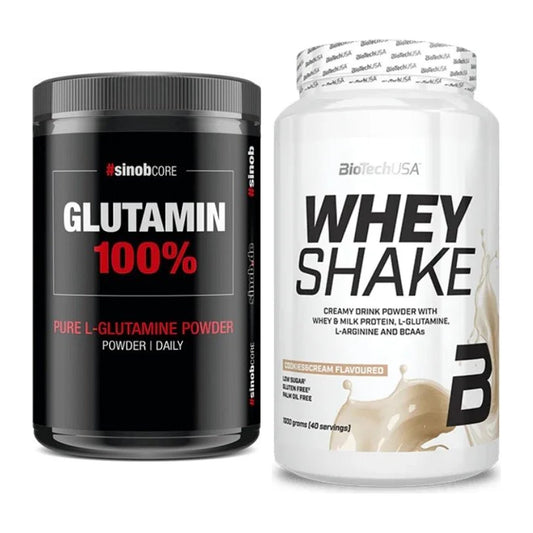 Regenerations-Duo: Sinob Core L-Glutamin + BioTech Whey Shake – alle enthaltenen Artikel