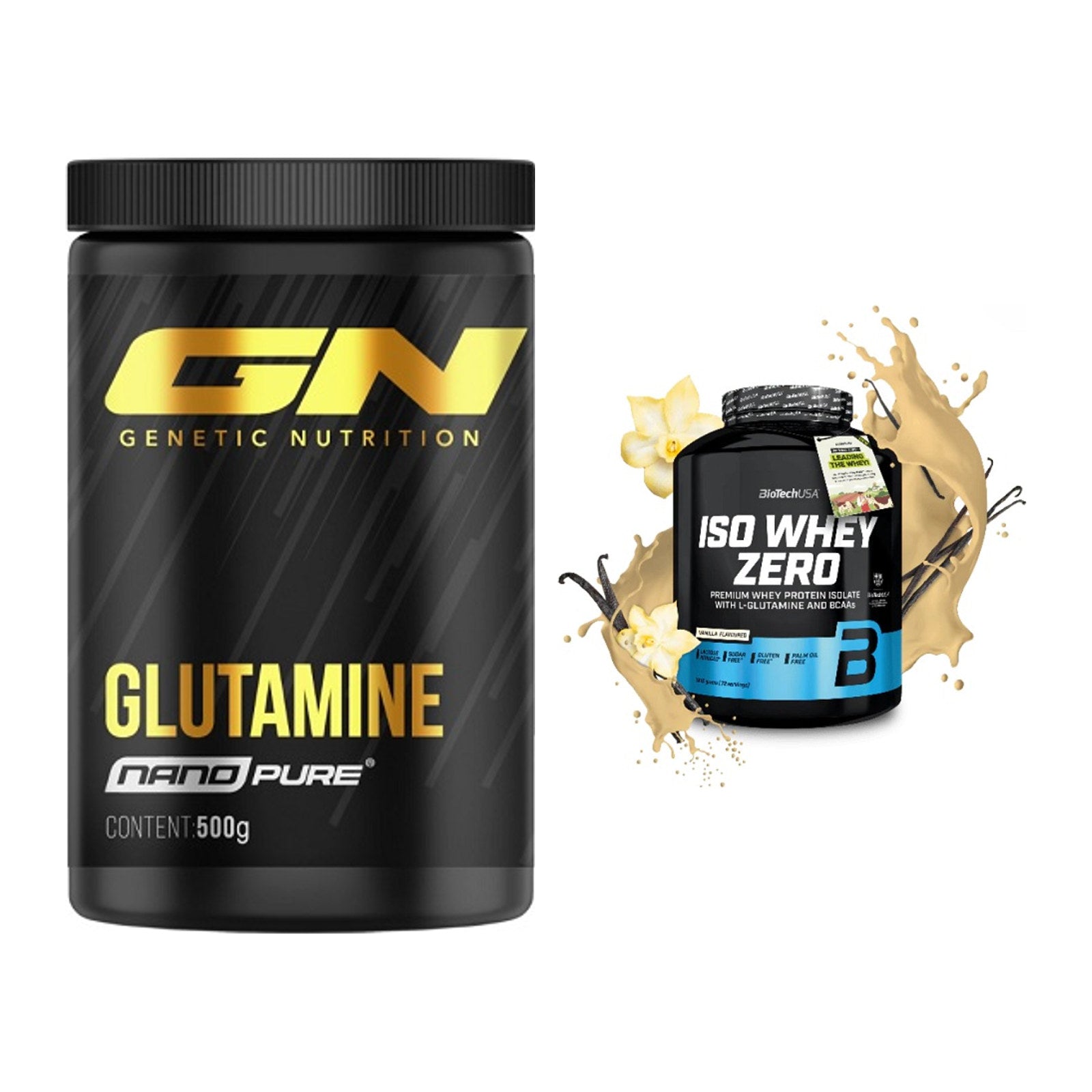 Regenerations-Duo: GN Nano Pure Glutamine + BioTech Iso Whey Zero – alle enthaltenen Artikel