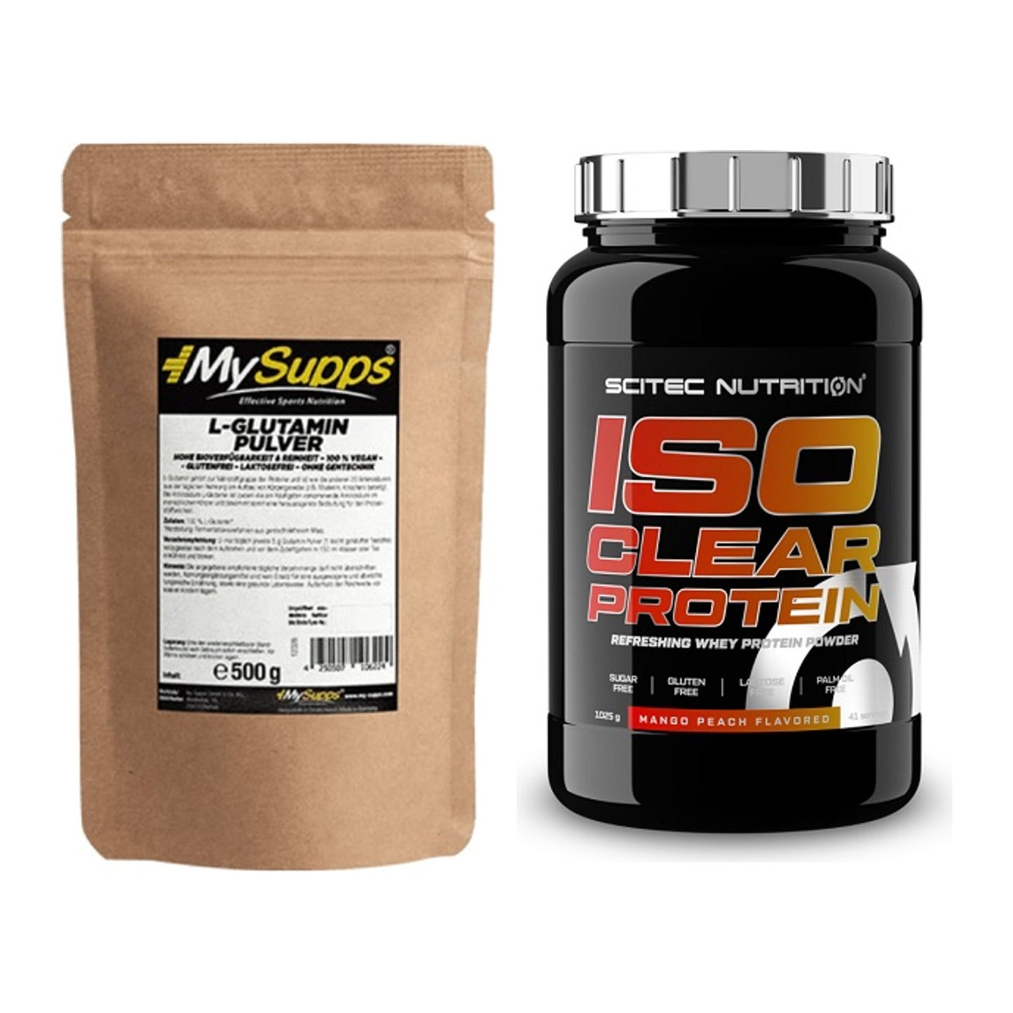 Regenerations-Duo: MySupps Glutamine + Scitec IsoClear Protein – alle enthaltenen Artikel