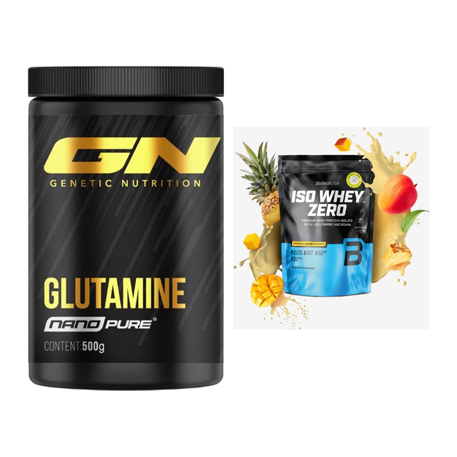Regenerations-Duo: GN Nano Pure Glutamine + BioTech Iso Whey Zero – alle enthaltenen Artikel