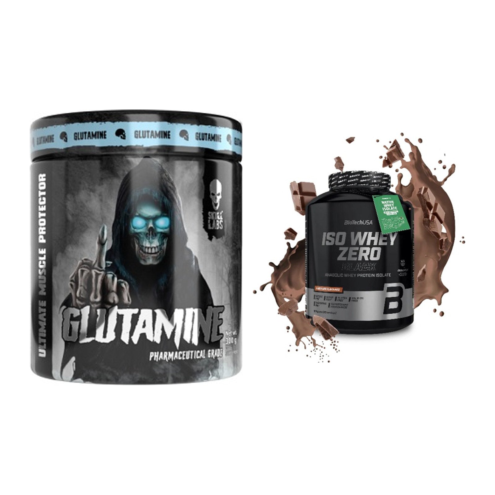 Regenerations-Duo: Skull Labs Glutamine + BioTech Iso Whey Zero Black – alle enthaltenen Artikel