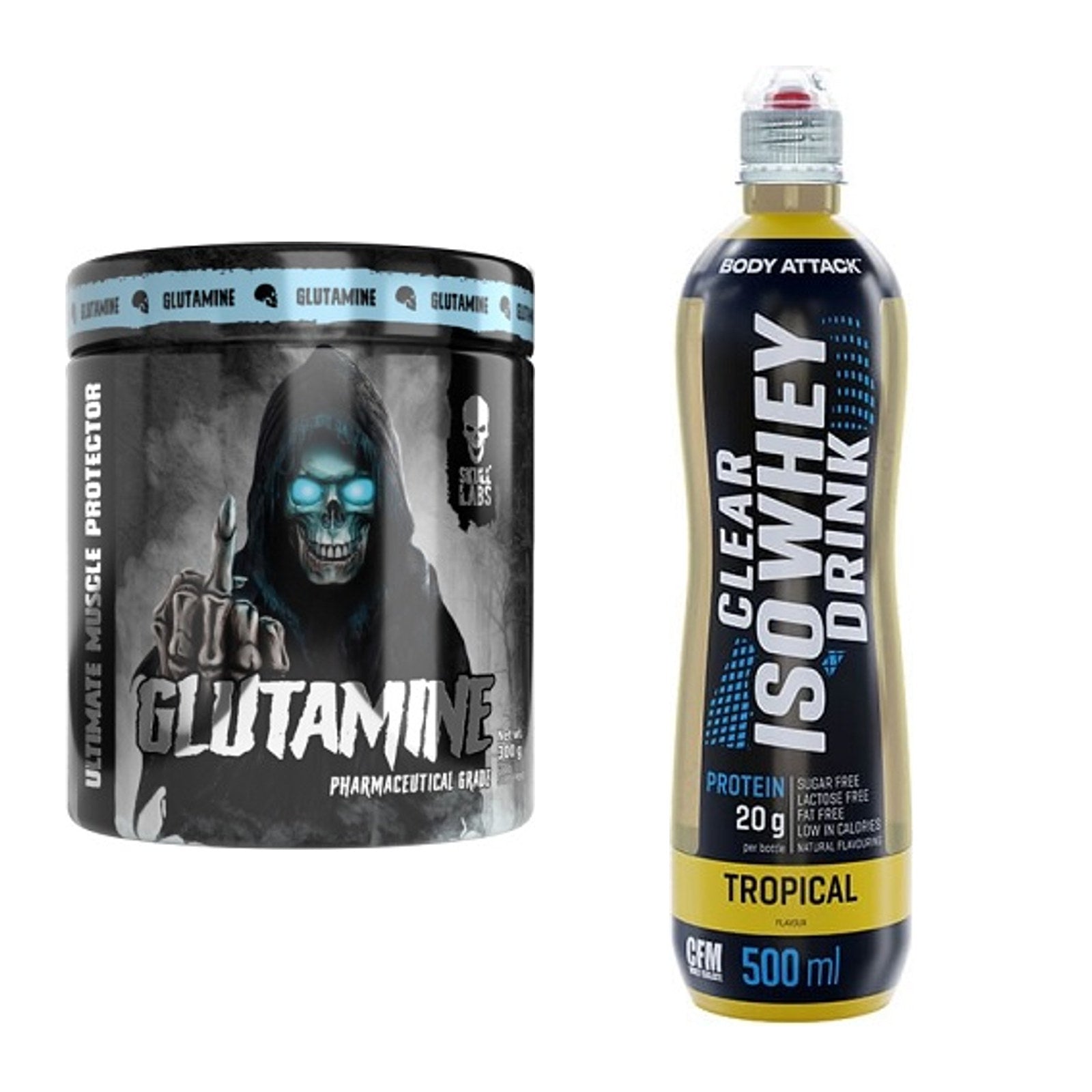 Regenerations-Duo: Skull Labs Glutamine + Body Attack Clear Iso – alle enthaltenen Artikel