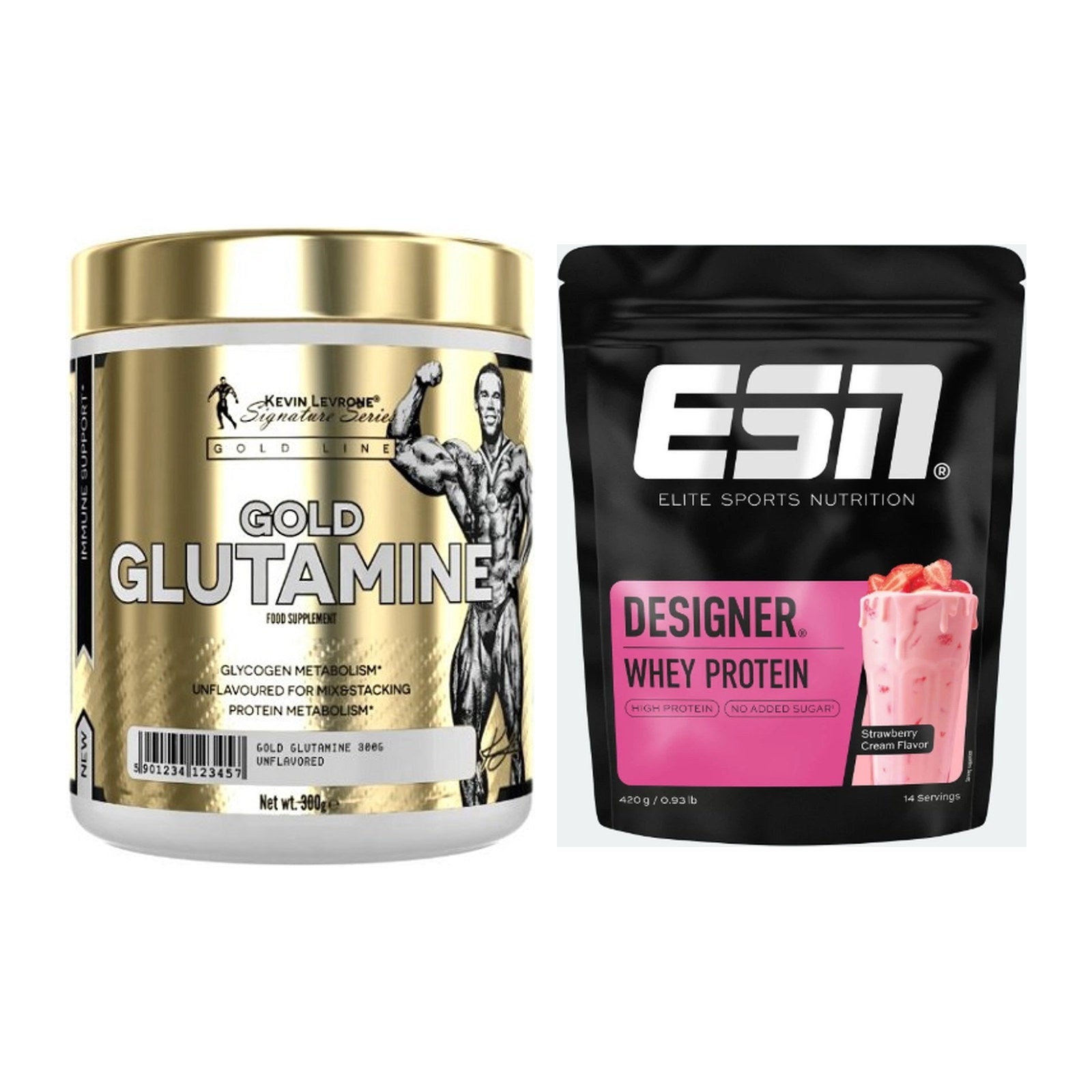 Regenerations-Duo: Kevin Levrone GOLD Glutamine + ESN Designer Whey – alle enthaltenen Artikel