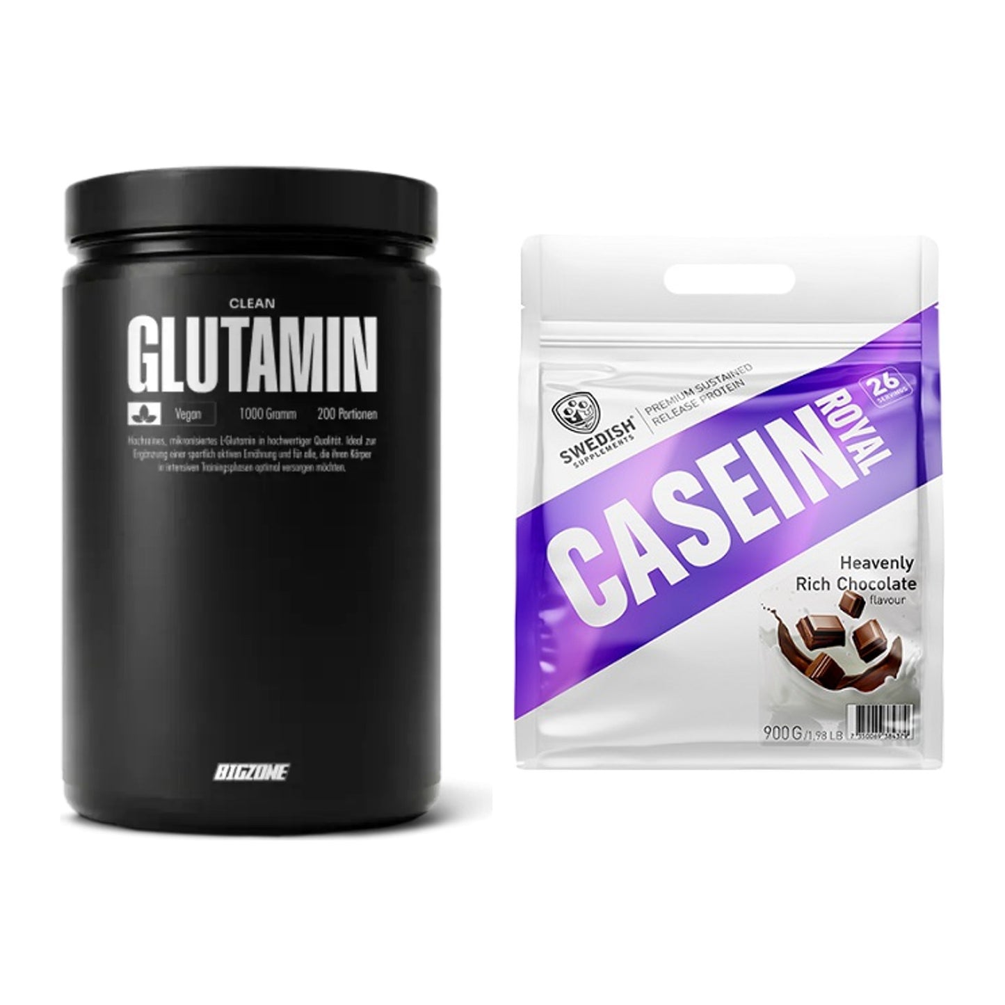 Regenerations-Duo: Big Zone Glutamin + Swedish Supplements – alle enthaltenen Artikel