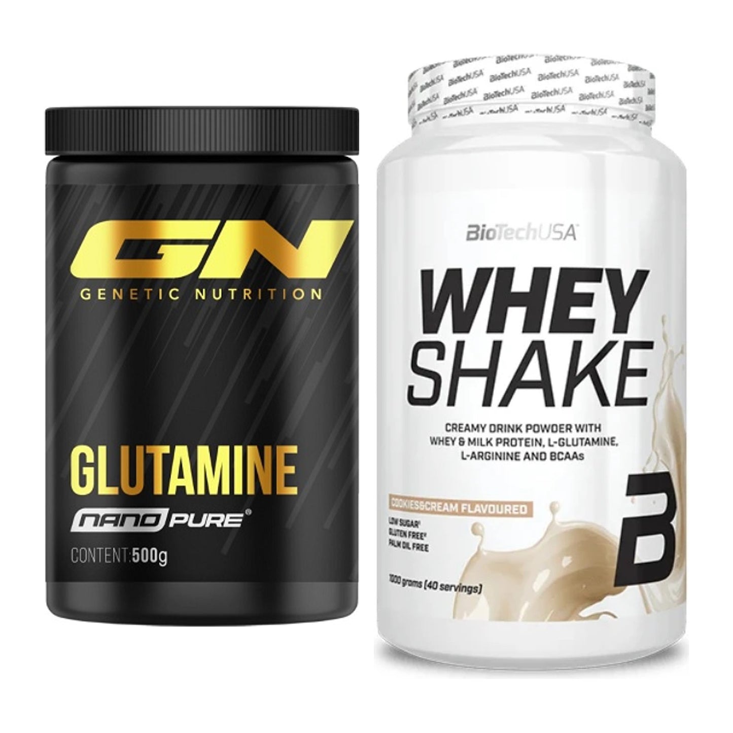 Regenerations-Duo: GN Nano Pure Glutamine + BioTech Whey Shake – alle enthaltenen Artikel