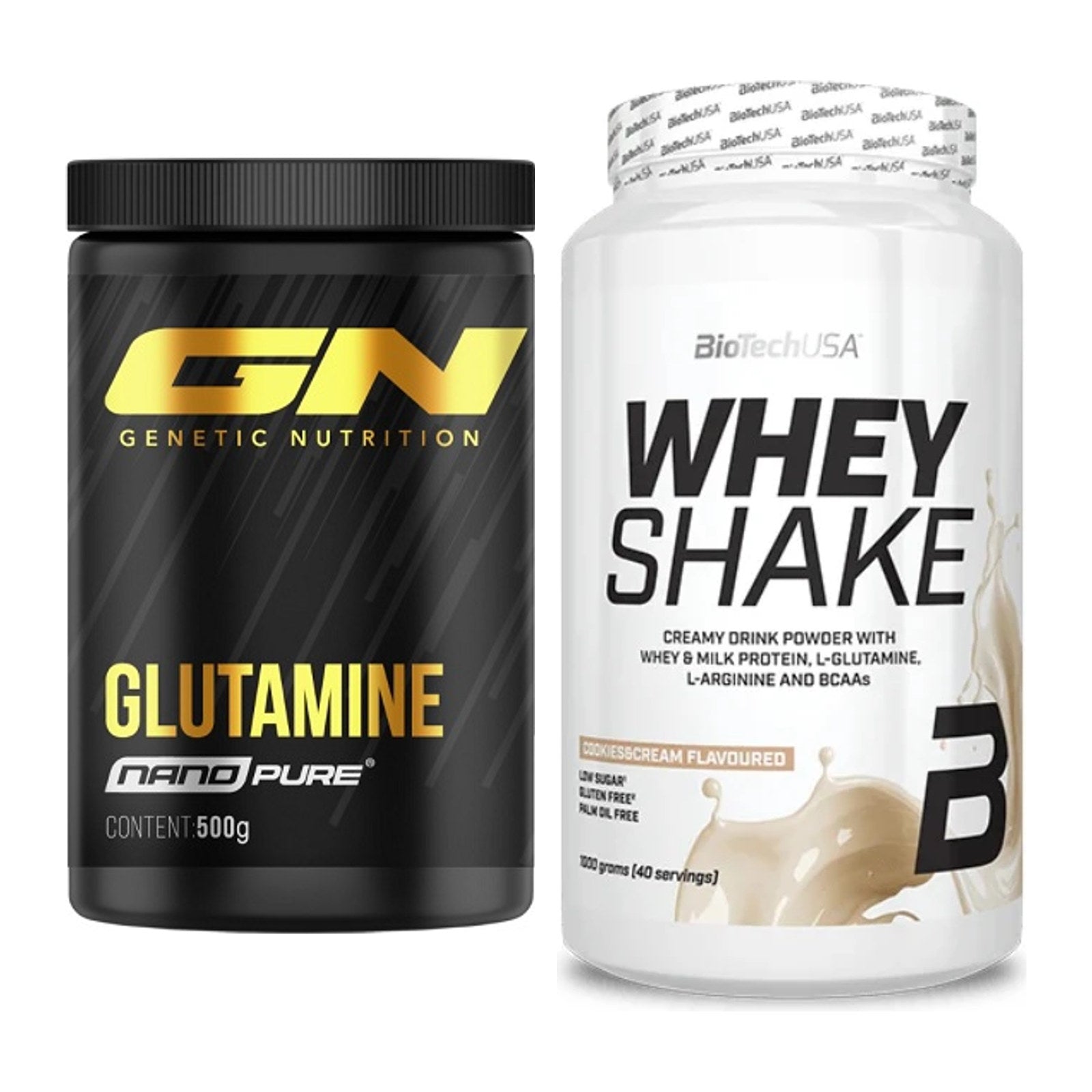 Regenerations-Duo: GN Nano Pure Glutamine + BioTech Whey Shake – alle enthaltenen Artikel