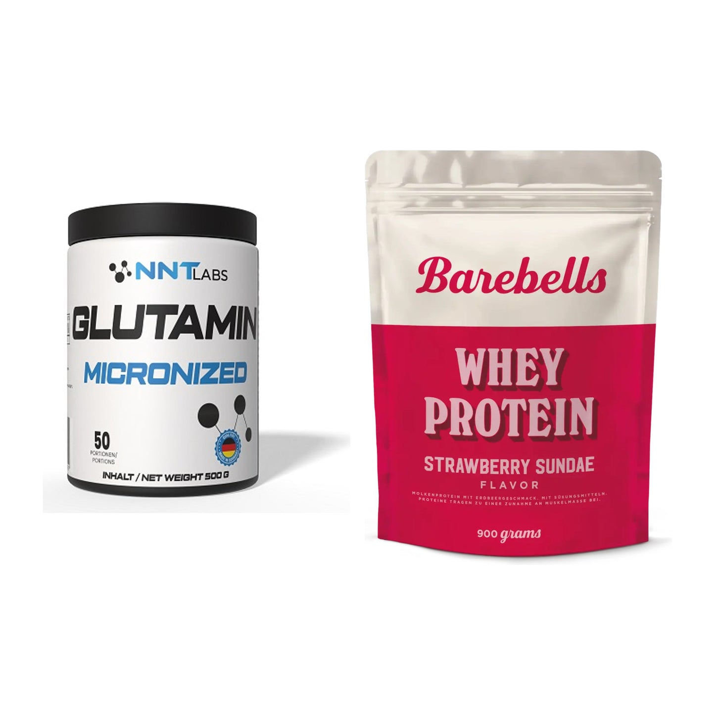 Regenerations-Duo: NNT Glutamin + Barebells Whey Protein – alle enthaltenen Artikel