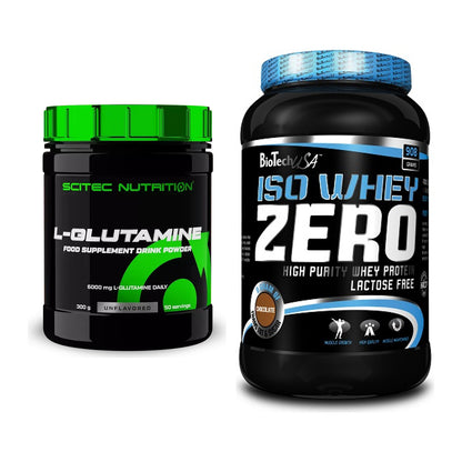 Regenerations-Duo: Scitec L-Glutamin + BioTech Iso Whey Zero – alle enthaltenen Artikel