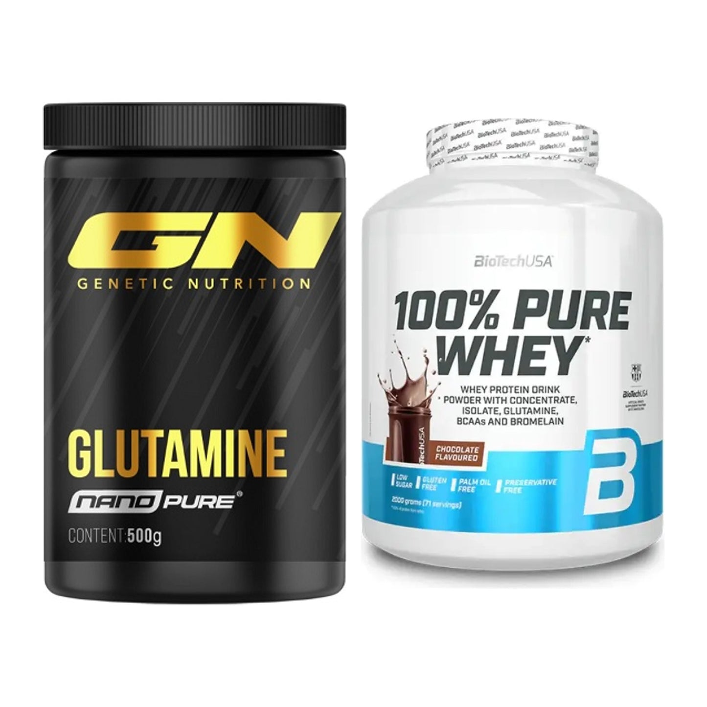 Regenerations-Duo: GN Nano Pure Glutamine + BioTech 100% Pure Whey – alle enthaltenen Artikel