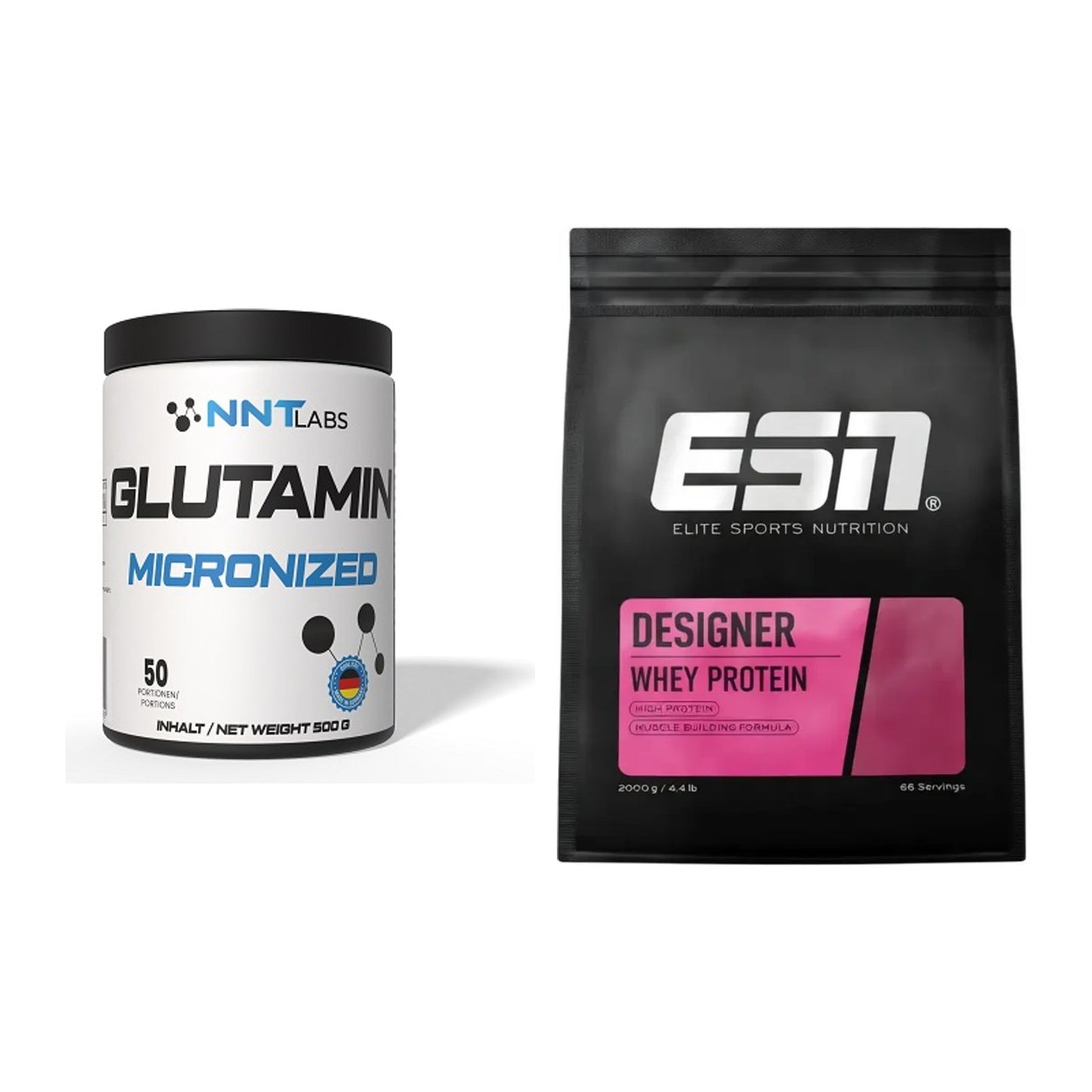 Regenerations-Duo: NNT Glutamin + ESN Designer Whey – alle enthaltenen Artikel