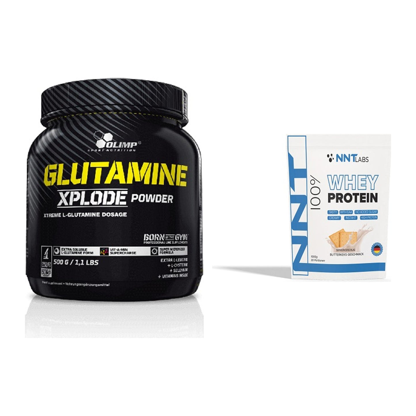 Regenerations-Duo: Olimp L-Glutamine Xplode 500g + NNT Whey – alle enthaltenen Artikel