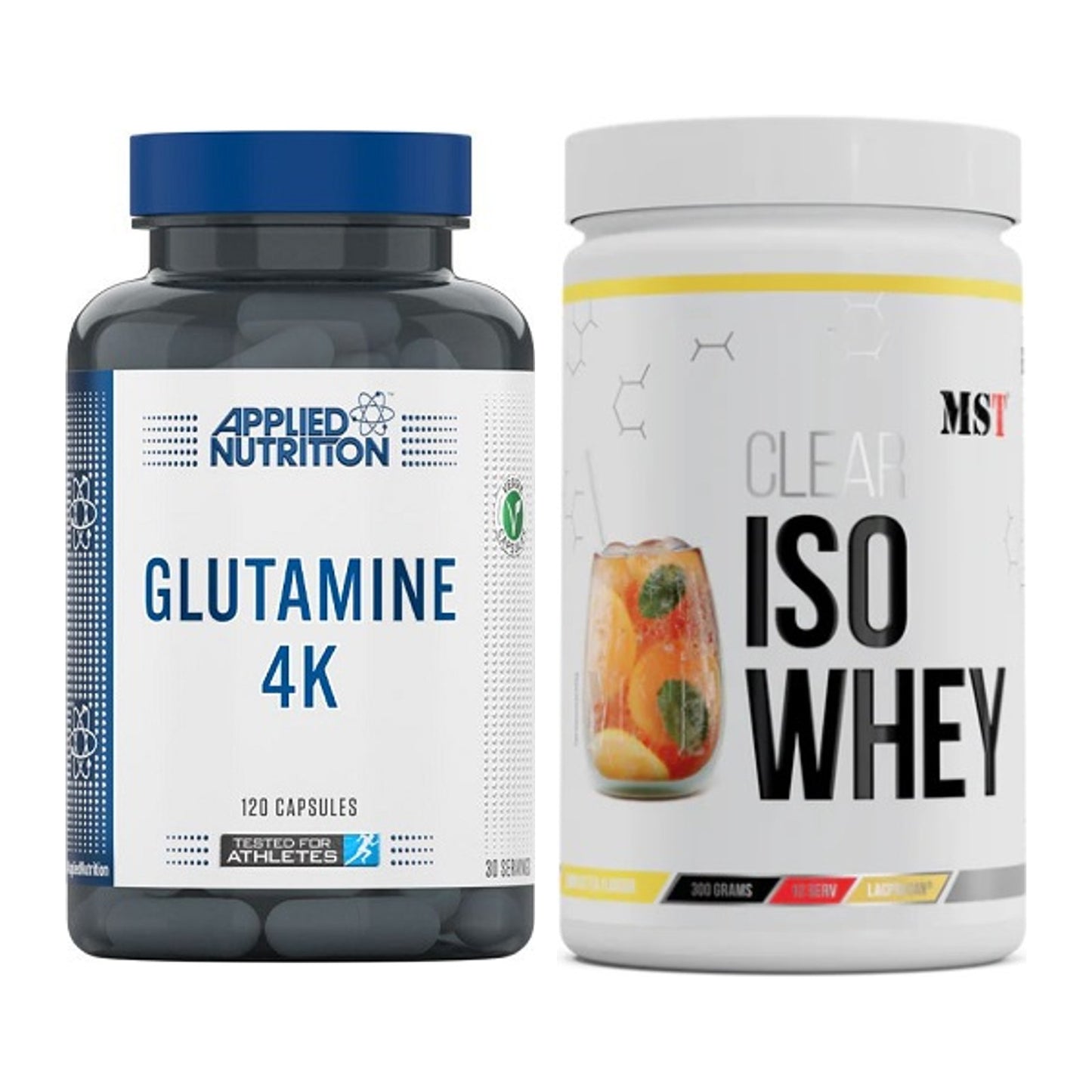 Regenerations-Duo: Applied Nutrition Glutamine 4K + MST Iso Clear – alle enthaltenen Artikel