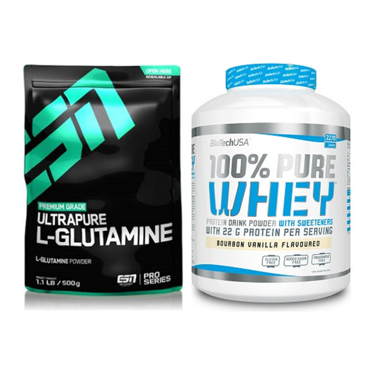 Regenerations-Duo: ESN Ultrapure L-Glutamin + BioTech 100% Pure Whey – alle enthaltenen Artikel