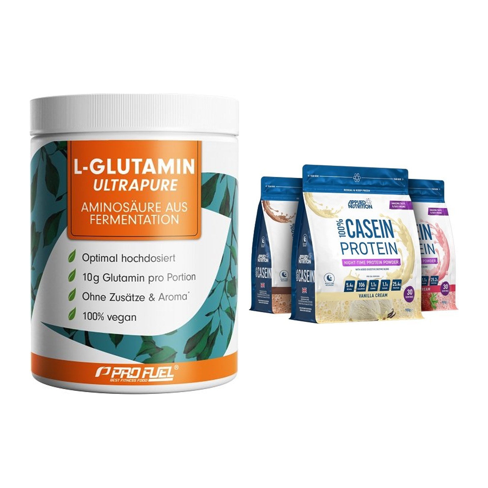 Regenerations-Duo: ProFuel Glutamin + Applied Nutrition 100% – alle enthaltenen Artikel