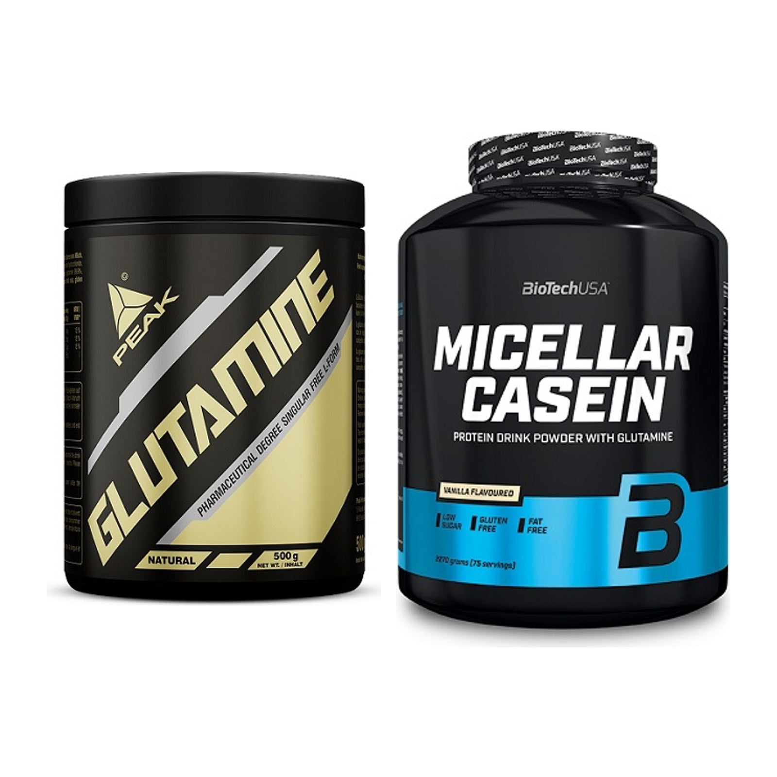 Regenerations-Duo: Peak Glutamin + BioTech Micellar Casein – alle enthaltenen Artikel