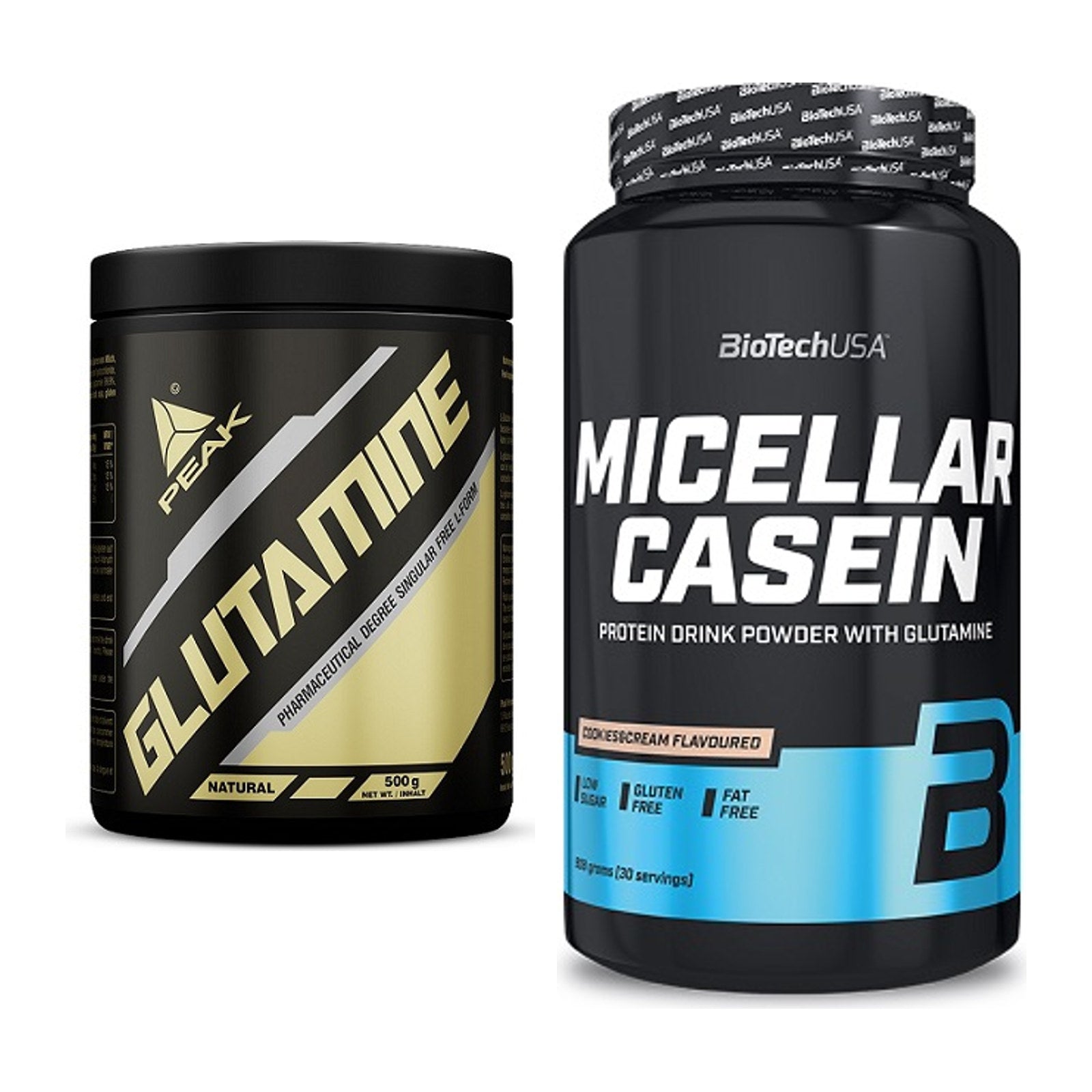 Regenerations-Duo: Peak Glutamin + BioTech Micellar Casein – alle enthaltenen Artikel