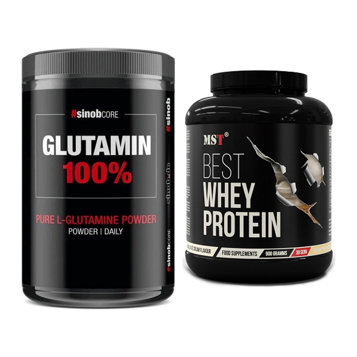 Regenerations-Duo: Sinob Core L-Glutamin + MST Best Whey Protein – alle enthaltenen Artikel