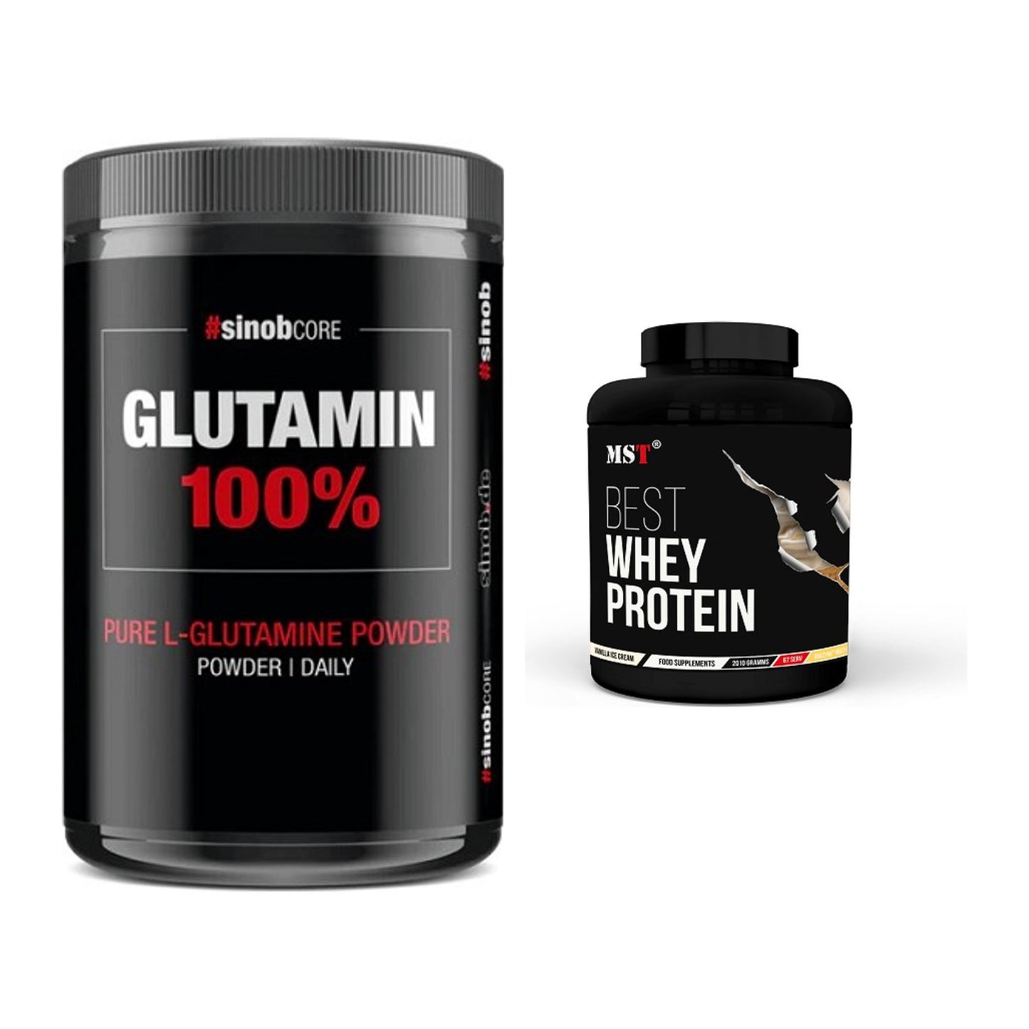 Regenerations-Duo: Sinob Core L-Glutamin + MST Best Whey Protein – alle enthaltenen Artikel