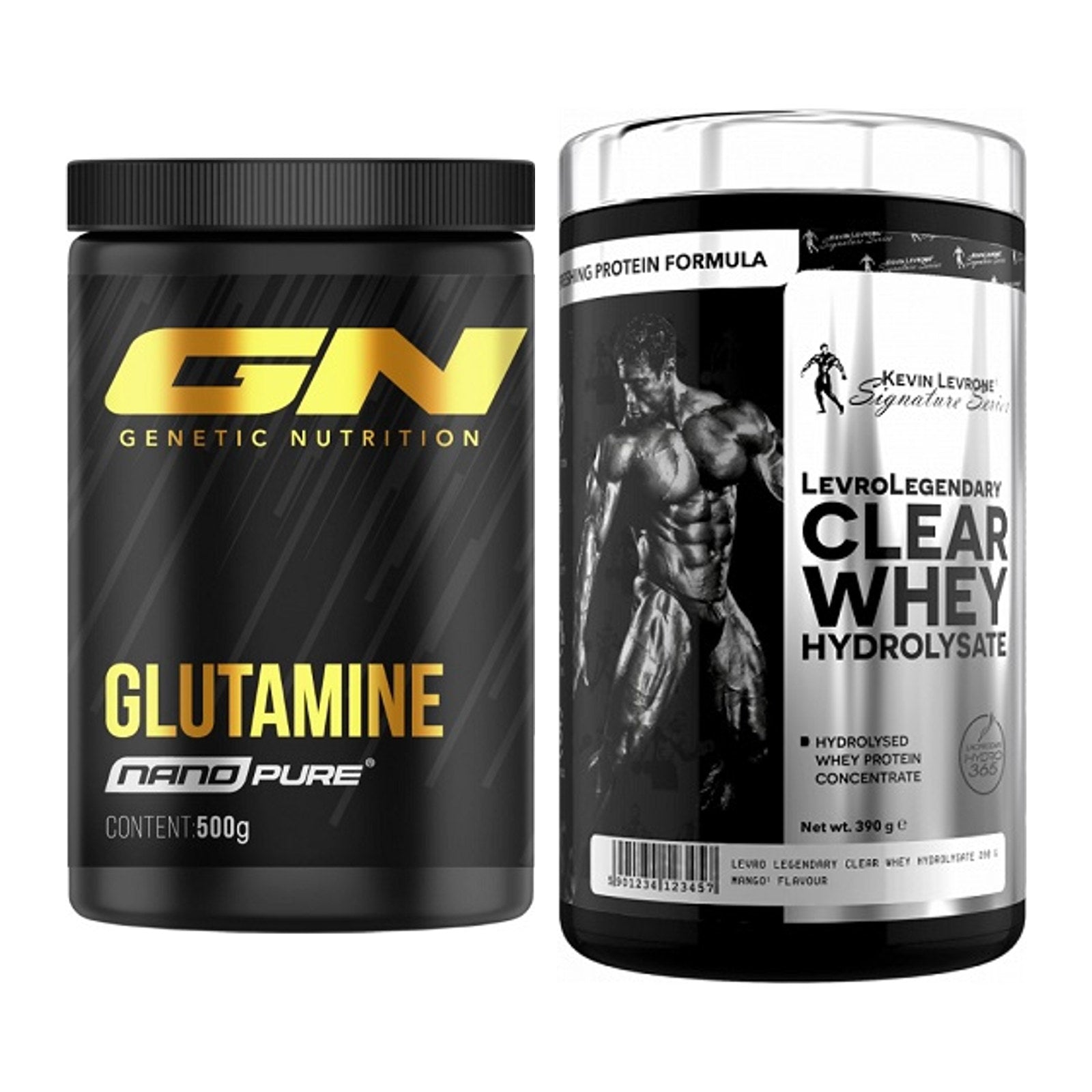 Regenerations-Duo: GN Nano Pure Glutamine + Kevin Levrone Clear Whey – alle enthaltenen Artikel