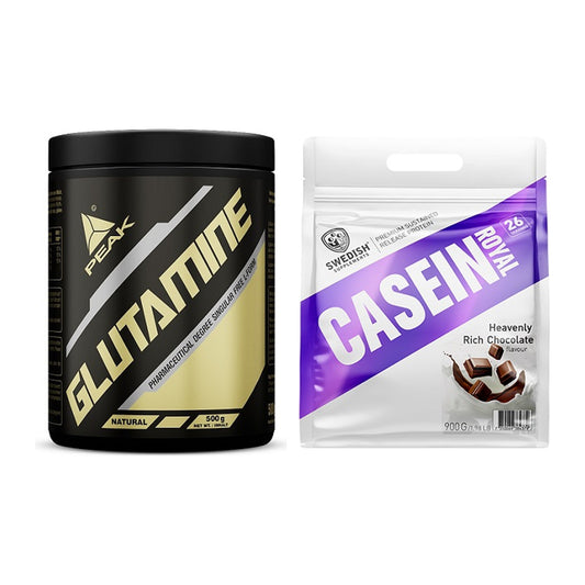Regenerations-Duo: Peak Glutamin + Swedish Supplements Casein Royal – alle enthaltenen Artikel
