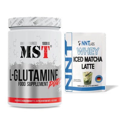 Regenerations-Duo: MST Glutamine + NNT Whey ICED MATCHA LATTE – alle enthaltenen Artikel