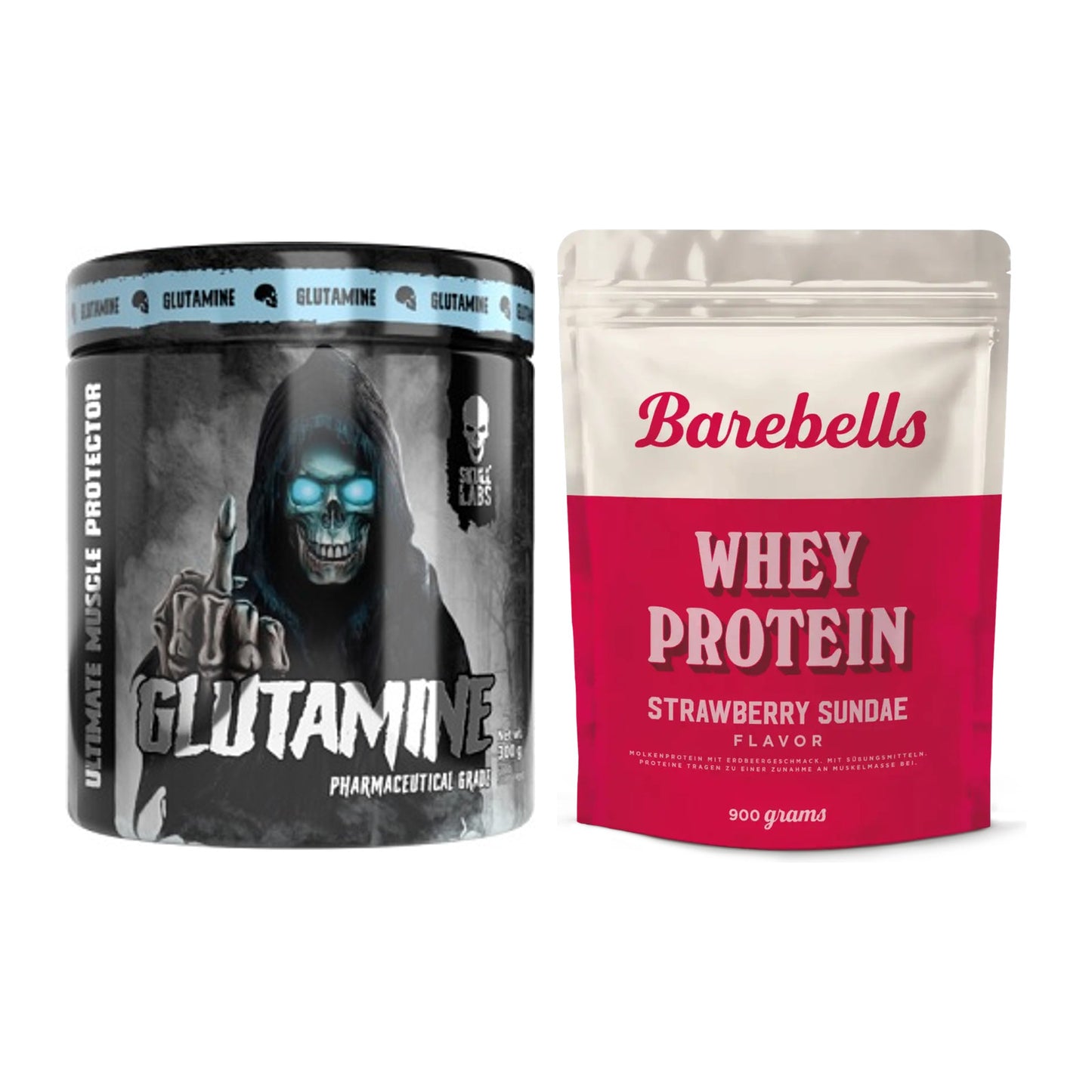 Regenerations-Duo: Skull Labs Glutamine + Barebells Whey Protein – alle enthaltenen Artikel