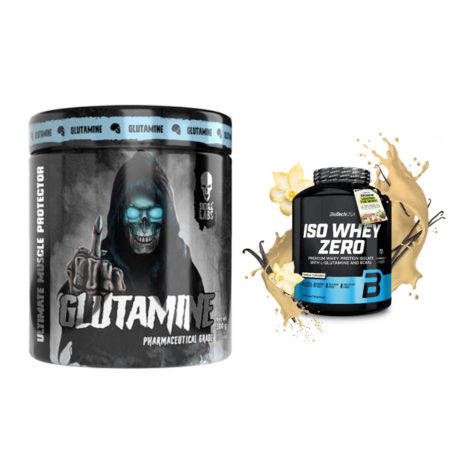 Regenerations-Duo: Skull Labs Glutamine + BioTech Iso Whey Zero – alle enthaltenen Artikel
